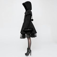 Gothic Costume Outerwear For Winter, Witchy Long Sleeve Outerwear For Fall, Hooded Costume Outerwear For Fall, Witchy Long Sleeve Costume Outerwear, Witchy Long Sleeve Outerwear For Costume, Gothic Winter Outerwear For Cosplay, Witchy Outerwear For Fall Costume, Witchy Long Sleeve Winter Outerwear, Winter Costume Long Coat