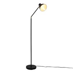 a black floor lamp on a white background