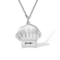 Meaningful Necklace - Every chef has a unique hat, wearing a chef hat necklace with a name, not only can play a decorative role, but also a status symbol.Dainty Necklace - A pendant in the shape of a chef's hat, which is not only cute but also can custom your name or any words you like on the hat pendant.Suitable for Gifts - A wonderful gift for chefs, cooking enthusiasts, mothers, daughters, best friends. It would be the perfect gift for that special someone or pleasure for yourself.​ Adjustable Silver Chain Charm Necklaces, Adjustable Metal Charm Necklaces For Anniversary, Customizable Metal Necklace With Adjustable Fit, Customizable Adjustable Metal Necklaces, Customizable Adjustable Metal Necklace, Adjustable Stainless Steel Charm Necklace For Anniversary, Customizable Adjustable Sterling Silver Charm Necklace, Adjustable Customizable Sterling Silver Charm Necklaces, Adjustable Customizable Silver Necklace