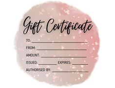 a gift certificate with pink flowers on it