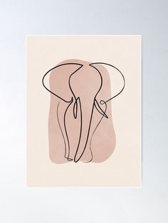 an elephant's head in black and pink poster