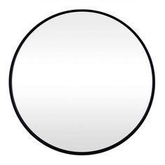 a round mirror with black border around the edges on a white background that is half circle