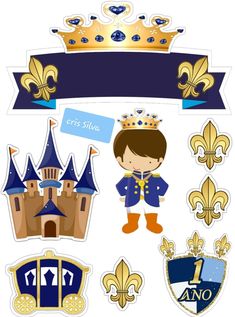 a set of stickers with different types of things in the shape of a castle