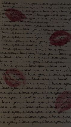 a piece of paper with writing on it and two red lips drawn in the middle