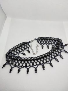 Black Hand Made Gothic Choker Necklace. Goth Beaded Choker - Etsy Ukraine Adjustable Black Jewelry With Bead Caps, Adjustable Black Metal Crystal Necklace, Gothic Black Necklace With Black Beads, Adjustable Gothic Beaded Necklace As Gift, Adjustable Gothic Beaded Necklace For Gift, Black Round Beads With Bead Caps, Black Gothic Jewelry With Beaded Chain, Gothic Beaded Jewelry For Gift, Gothic Beaded Jewelry Gift