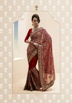 USD 99.36 Maroon Resham Work Faux Georgette Wedding Saree  32448 Bridal Sari, Bridal Mehendi Designs, Indian Party Wear, Designer Sarees Online, Casual Saree