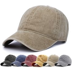 PRICES MAY VARY. ☀ Classic Style -- Classic cute multiple designed, various distinct colors to match your individuality, premium baseball cap soft feel bring both luxury and comfort to your day. ☀ Material -- Made of 100% cotton. It is Lightweight, Breathable, soft premium cotton fabric. Gift for your families, friends, and lover. Classic basic design and vintage washed look. You can use it for your usual stylish activities. A Must Have Item! ☀ Perfect Fit -- Adjustable metal buckle back closure Cheap Men's Baseball Cap With Curved Bill, Cheap Flat Brim Baseball Cap As Gift, Cheap Gray Flat Bill Baseball Cap, Affordable Gray Flat Bill Baseball Cap, Cheap Curved Bill Baseball Cap For Father's Day, Denim Cap, Men's Baseball Cap, Hat Shop, Dad Hat