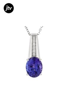 3.01ct Oval Blue Tanzanite With 0.07ctw Round White Diamond Platinum Pendant With 18" Cable Chain. Measures Approximately  0.83"L x 0.30"W. Lobster Claw Clasp. Fine Tanzanite Oval Pendant Jewelry, Formal Oval Necklace With Accent Stones, Oval Cubic Zirconia Channel Set Jewelry, Classic Tanzanite Necklace With Brilliant Cut, Classic Tanzanite Necklace With Diamond Cut, Oval Tanzanite White Gold Jewelry, Oval Sapphire Diamond Necklace, White Gold Tanzanite Oval Necklaces, Classic Tanzanite Necklaces With Diamond Cut