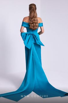 MNM Couture N0589 Fall 2024 evening collection dress. Mnm Couture, Couture Evening Dress, Plastic Dress, Orange And Turquoise, Dress 16, Dress Cover, Polished Look, Dress Backs, Floor Length