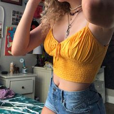 Such A Great Summer Color The Top Of The Tank Is Just A Little To Small For Me But The Top Is Brand New With Tags!!!! Yellow V-neck Crop Top For Day Out, Mustard Casual Crop Top For Summer, Cute Yellow Summer Tops, Trendy Yellow Crop Top For Day Out, Casual Mustard Crop Top For Summer, Yellow Crop Top Tank Top For Summer, Yellow Summer Tank Top For Day Out, Yellow Crop Top For Day Out, Trendy Yellow Crop Top Tank