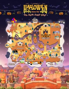 a map of halloween town with pumpkins on it