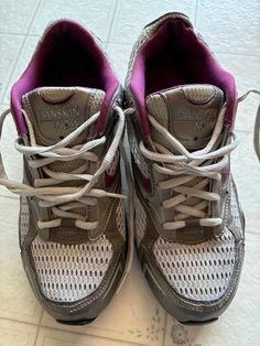 Pre owned women's size 10 Danskin Now gray mesh tie sneakers with dark pink/purplish trim Tie Sneakers, State College Pa, State College, Womens Tie, Sneakers Grey, Tie Shoes, Dark Pink, Womens Shoes Sneakers, Athletic Shoes