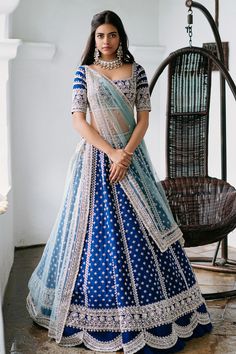 Orang India, Lehenga Design, Sangeet Outfit, Anushree Reddy, Indian Lehenga Choli, Indian Outfits Lehenga, Gaun Fashion, Blue Lehenga, Indian Party Wear