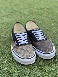 Half LV Half GG Vans Authentic by gavrielcustoms Vans Shoes Fashion, Vans Aesthetic, Creative Community