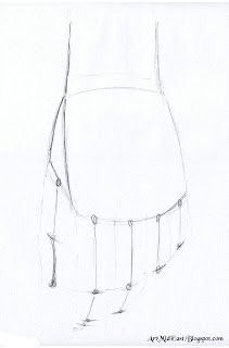 a pencil drawing of a dress on a white background