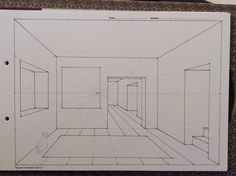 a drawing of an empty room with no one in it