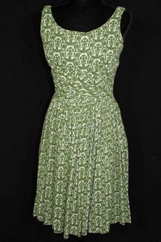 RARE VINTAGE 1950'S COTTON GREEN AND WHITE FANCY SUN DRESS SIZE 4-6 EXCELLENT CONDITION RARE VINTAGE 1950'S GREEN & WHITE COTTON FANCY SUN DRESS SIZE 4-6 EX CONDITION RARE VINTAGE 1950'S GREEN & WHITE COTTON FANCY SUN DRESS SIZE 4-6 EX CONDITION Click images to enlarge Description RARE VINTAGE 1950'S GREEN & WHITE COTTON FANCY SUN DRESS  FULL PLEATED SKIRT BACK STEEL ZIPPER WITH HORIZONTAL PLEATED ON FRONT AND BACK ABOVE WAIST EXCELLENT  CONDITION  SIZE 4-6 36 INCH BUST 26 INCH WAIST 38 INCH LEN Sun Dress, Green And White, Vintage 1950s, Pleated Skirt, White Cotton, Sundress, Size 4, Product Description, Summer Dresses