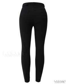 Lasaky - High waist skinny pants with belt High Waist Belted Bottoms For Night Out, Trendy Fitted Bottoms With Belt, Chic Stretch Belted Bottoms, Trendy Mid-rise Belted Bottoms, High Waist Solid Color Leggings, Trendy Belted Mid-rise Bottoms, Casual Bottoms With Belt For Night Out, Fitted Pants With Belt For Night Out, Casual Workwear Pants With Belt