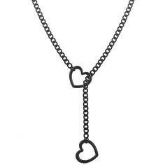 a black chain with a heart and a key on it's end is shown