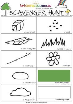 the scavenger hunt worksheet for kids to learn how to draw and color