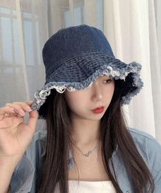 Women Blue Tassel Denim Holiday Bucket HatMade of fine Denim fabric.Hat Circumference: 58cm/22.62". Matches easily with daily hairstyle. dresses & Shirts Two Pieces Set Outfits, Cotton Overalls, Bucket Hat Women, Daily Hairstyles, Blue Tassel, Jumpsuit Summer, Hat Women, Peter Pan Collar, Nike Outfits