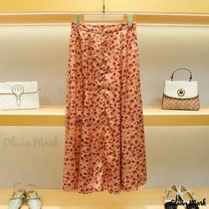 Olivia Mark - Floral Print High-Waisted Midi Skirt Non-stretch High Waist Skirt For Day Out, Feminine High-waist Maxi Skirt For Spring, Feminine High Waist Maxi Skirt For Spring, High Waist Non-stretch Summer Skirt, High Waist Floral Print Skirt For Summer, Casual High-waisted Floral Print Skirt, Casual High Waist Floral Print Skirt, Casual High-waist Skirt With Floral Print, Casual High Waist Skirt With Floral Print