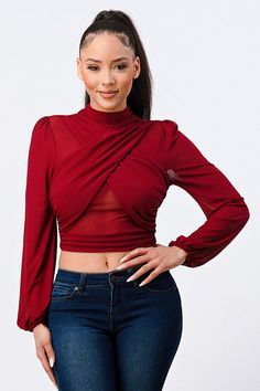 Long sleeve mock neck Mesh material crop top with Zipper closure -true to size and very stretchy -85% Nylon, 15% Spandex Material Crop Top, Top With Zipper, Secret Sale, Mesh Material, Mock Neck, Rust, Crop Top, Turtle Neck, Mesh