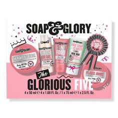 The Glorious Five Bath Gift Set - Soap & Glory | Ulta Beauty Bath And Body Gift Set, Yuzu Fruit, Vitamin C Face Wash, Soap Glory, Face Soap, Bath Gift Set, Soap And Glory, Bath Gift, Plumping Lip Gloss