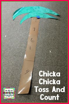 a piece of paper that has been cut out to look like a palm tree with the words chicka chicka toss and count