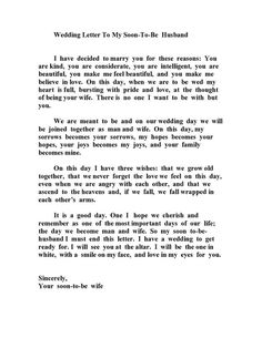 a letter written to someone about their wedding day