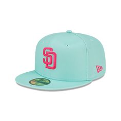 the san diego padres new era 59fifty fitted cap in aqua and pink