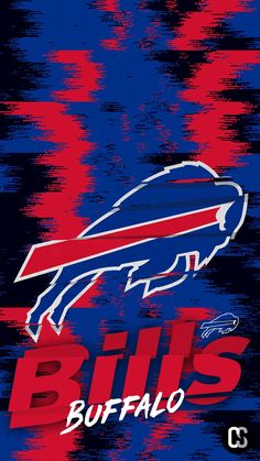 the buffalo bills logo on a blue and red background