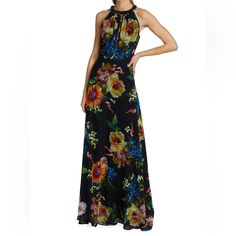 This Sleeveless Gown Is Complete With A Tonal Bead-Embellished Neckline And Large Painterly Floral Print. Round Neck Sleeveless Concealed Back Zip Lined 100% Polyester Dry Clean Imported All Of My Items Are 100%Guaranteed Authentic . Please Read All The Details And Check The Pictures Before You Buy The Item These Items Are Either Store Display , Store Return, Some Are Brand New Or Have Been Used For A Model Show, The Items Have A Black Line Or Red Line On Label To Prevent Return To The Store For Multicolor Embellished Dresses For Formal Occasions, Multicolor Embellished Formal Dresses, Formal Multicolor Embellished Dresses, Sleeveless Silk Evening Dress With Floral Print, Sleeveless Silk Floral Print Evening Dress, Elegant Embellished Multicolor Gown, Elegant Multicolor Evening Dress For Formal Occasions, Elegant Multicolor Embellished Gown, Elegant Multicolor Gown For Evening