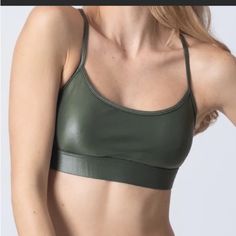 Koral Slate Infinity Sports Bra Juniper Green Black Size Is Xs Please See Pics For Measurements. *New With Tags There Is 1 Brand Tag On This Piece. For Transparency, Please See Pics For Tiny Pinhole On Band. Features: Gorgeous Green And Black Trimmed Sexy Sports Bra! Pullover Style Removable Pads Scoop Neck Cutout Racerback Wet Look Shine - Lustrous 85%Polyamide, 15% Elastane Lining 72% Nylon 28% Elastane Koral Slate Infinity Sports Bra Shiney Racerback Cutout Green Juniper Bloomingdales Revolve Supportive Padded Activewear For Yoga, Supportive Sporty Sports Bra For Relaxation, Athleisure Sports Bra With Adjustable Straps For Relaxation, Green Sporty Activewear For Relaxation, Sporty Green Activewear For Relaxation, Juniper Green, Workout Yoga, Wet Look, Brand Tags