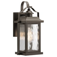 an outdoor wall light with two lights on it