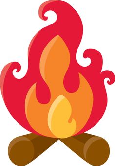 a cartoon fire with red and yellow flames