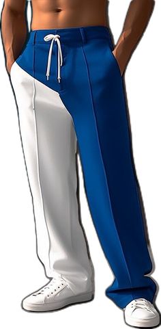 Blue Wide Leg Bottoms With Contrast Color, White Wide Leg Bottoms With Contrast Color, Blue Fitted Bottoms With Contrast Color, Straight Leg Sweatpants, Sports Fashion, Christmas Men, Fashion Black, Pleated Pants, Casual Black