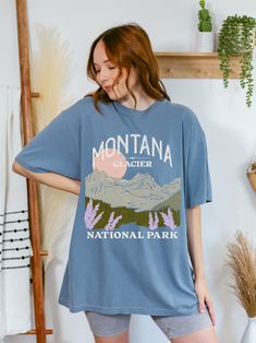 Taking a trip to Glacier National Park will make an impression for a lifetime. Keep the memories alive with this tee printed on Comfort Colors shirts for that garment-dyed vintage look. It also makes a great hiking gift or summer vacation shirt! This is a unisex tee, and we suggest sizing down for a fitted look or sizing up for an oversized tee vibe. Please check our size charts for the perfect fit! ⭐Sign up for our newsletter and get a discount code for 35% off your order! ✔️https://marinstudio Casual Short Sleeve T-shirt For Adventure, Casual T-shirt For Outdoor Spring Activities, Casual T-shirt For Spring Outdoor Activities, Casual T-shirt For Outdoor Spring Events, Short Sleeve Tops For Outdoor Spring Activities, Short Sleeve Tops For Spring Outdoor Activities, Short Sleeve Tops For Spring Outdoors, Short Sleeve Tops For Spring Outdoor Events, Short Sleeve Tops For Spring Outdoor