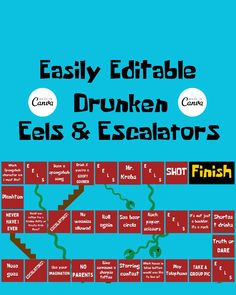 a poster with the words, easy editable drunk and escalators