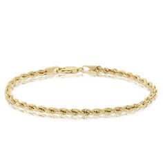 womens or mens Gold plated rope chain bracelet Helzberg Diamonds, Rope Necklace, Diamond Bracelets, Rope Chain, Silver Diamonds, Diamond Cut, Bracelet Sizes, White Gold Diamonds, Sterling Silver Bracelets