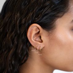 Textured Gold Huggie Earring that will hug your cartilage. Small and lightweight, they are perfect to wear for multiple ear piercings.| Lead and Nickel free. Sold as a SINGLE earring, purchase 2 for a pair 14K Solid Gold Width1.3mm(0.05in) Hinge closure #ES050-6Gx1 Mm Ruler, Huggie Earrings Gold, Multiple Ear Piercings, Huggie Earring, Ear Stack, Huggie Earrings, Cartilage Earrings, Single Earring, Hug You