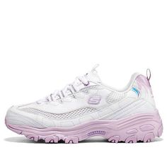 (Wmns) Skechers DLITES  'Pink' 896192-WPR Pink Lace-up Sneakers For Light Sports, Pink Synthetic Running Shoes For Light Sports, Pink Synthetic Sneakers For Streetwear, Pink Lace-up Running Shoes For Streetwear, Pink Lace-up Sneakers For Sports, Pink Breathable Sneakers For Spring, Pink Synthetic Sneakers For Running, Pink Cushioned Sneakers With Synthetic Material, Pink Synthetic Sneakers With Cushioned Footbed