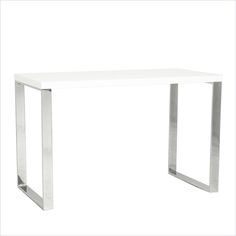 a white table with metal legs against a white background, it looks like an art deco piece