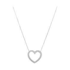 Finely crafted in platinum with 1.00 carats of Round Brilliant cut diamonds. Signed by Tiffany & Co. 19.5 inches long Diamond Heart Necklace Tiffany & Co., Diamond Heart Necklace, Dr Closet, Louis Comfort Tiffany, Heart Necklace Diamond, Tiffany And Co, Cute Necklace, Open Heart, Aesthetic Grunge