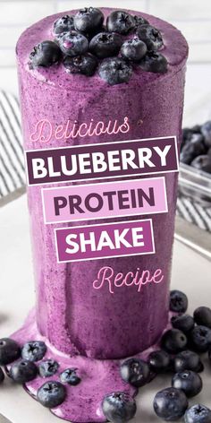 delicious blueberry protein shake recipe on a plate