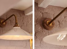 two different views of a light fixture on the wall