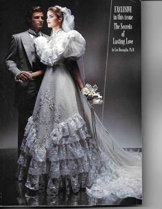 a magazine cover with a man and woman dressed in wedding attire on the front page