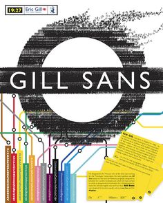 a poster with the words gill sanss on it