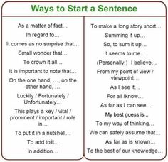 two different ways to start a sentence