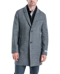 in stock Michael Kors Long Sleeve Sport Coat For Formal Occasions, Michael Kors Winter Outerwear With Pockets, Luxury Classic Michael Kors Outerwear, Michael Kors Fitted Notch Lapel Outerwear, Over Coats, Luxury Michael Kors Men's Outerwear, White Herringbone, Wool Overcoat, Michael Kors Men